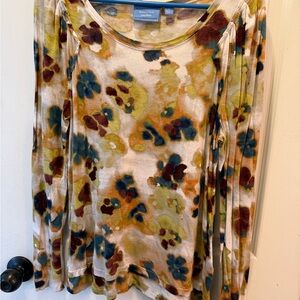 Simply Vera Vera Wang Multicolor Floral Long Sleeve Top